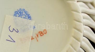 Herendi Viktória mintás fonott kosár, kézzel festett, jelzett, hibátlan, d: 11,5 cm