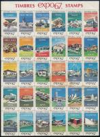 1967 Montreali világkiállítás 30 db-os levélzáró ív (pici elszíneződés)