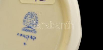 Herendi Apponyi mintás porcelán tálka koi hal figurával, kézzel festett, jelzett, hibátlan, 9,5×7 cm