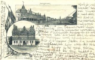 1899 Pretoria, Marktgebouwen, Rechtsgebouwen. J. H. Debussy / market, court. Art Nouveau, floral, litho