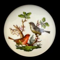 Herendi Rothschild mintás bonbonier, kézzel festett, hibátlan, jelzett, d: 7 cm