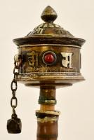 Tibeti imamalom, fém, kő berakásokkal, fa nyéllel, kopásokkal, h: 31,5 cm /

Tibetan prayer wheel,...