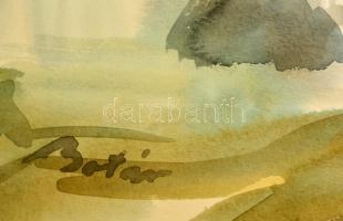 Botár (Furdek) Edit (1930- 2014): Körösi Csoma Sándor útján. Akvarell, papír, hajtott, kis szakadáss...