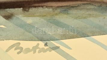 Botár (Furdek) Edit (1930- 2014): Körösi Csoma Sándor útján. Akvarell, papír, hajtott, kis szakadáss...