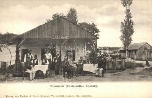 Domanovići, Domanovic; Restauration Kossuth, Gasthaus. Pacher & Kisic, Mostar. Nr. 585/1905. / Kossuth restaurant, inn, waiters (EK)