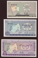 Ruanda 1976.1.1.(1964). 20Fr, 50Fr, 100Fr egy kivételével komplett sor T:I