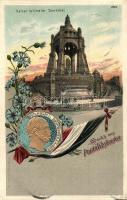 1905 Porta Westfalica, Kaier Wilhelm Denkmal / monument of Wilhelm II. Emb. flag, floral, litho (EK)