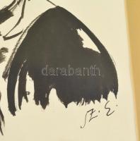 Szász Endre (1926-2003): Pilota. Tus, papír, jelzett (Sz.E), üvegezett keretben, 27×17 cm