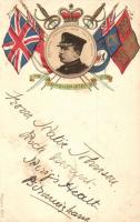 1900 General John French, 1st Earl of Ypres - War South Africa. British flags litho