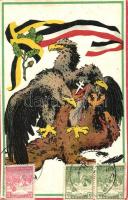 1914 Triple-headed eagle. Viribus Unitis propaganda card. TCV card (fl)