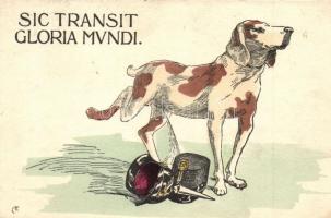 Sic Transit Gloria Mundi / Thus passes the glory of the world. WWI Italian Anti-Austro-Hungarian propaganda mocking art postcard (EK)