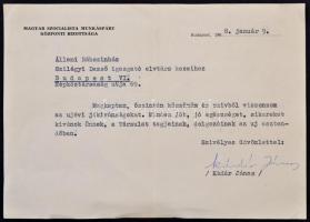 1968 Kádár János (1912-1989) gépelt levele, saját kezű aláírásával Szilágyi Dezső (1922-2010) bábműv...