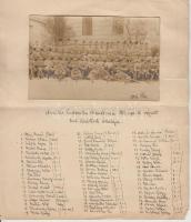 1916 A M. kir. Ludovika Akadémia tart. tüzértiszti iskolájának végzősei csoportképen, egyenként nevesítve. Egy kartonon. Karton mérete 20x24 cm