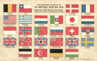1912 Nationernas Flaggor vid Olympiska Spelen / 1912 Summer Olympics in Stockholm. National flags (small tear)