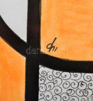 Kun Sarolta (1990- ): Dymetrium III. Akvarell-tus, papír, jelzett, üvegezett keretben, 40×30 cm