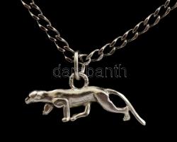 Ezüst(Ag) pancer nyaklánc, tigris függővel, jelzett, h: 76 cm, 2,7x1,5 cm, nettó: 11 g