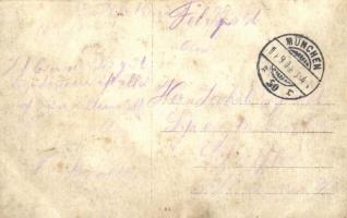 München, German military, soldiers' group photo with cart (fl)