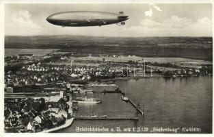 Friedrichshafen, LZ 129 Hindenburg der Deutschen Zeppelin-Reederei (Luftbild) / German airship (Rb)