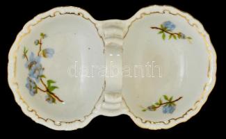 Zsolnay só-borstartó, matricás, jelzett, kis kopásokkal, 13×8×5 cm