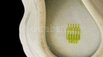 Zsolnay só-borstartó, matricás, jelzett, kis kopásokkal, 13×8×5 cm