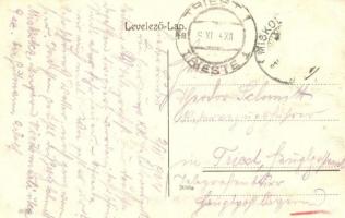 1916 Miskolc, MÁV üzletvezetőség, Mindszenti római katolikus templom, Grosz István üzlete, villamos ...