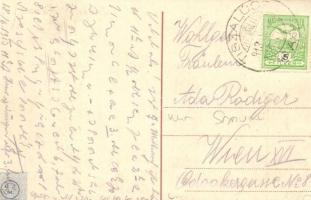 1913 Miskolc, Széchenyi utca, Képeslap Király üzlet, Szappanosok Szövetkezete, Klein Sámuel ékszerés...