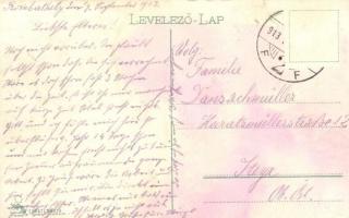 1913 Szombathely, Horváth Boldizsár tér, Városi bérpalota, Szentháromság szobor, Deutsch Samu, Schus...