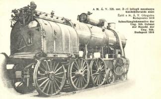 MÁV 328. sor. 2-C jellegű mozdonya kazánkifuvatás alatt. Kiadja a Gőzmozdony Vasút és Erőgép Szaklap / Locomotive of the Hungarian State Railways
