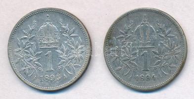 Ausztria 1894-1895. 1K Ag "Ferenc József" (2xklf) T:2-3 patina
Austria 1894-1895. 1 Coron...