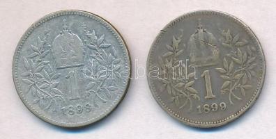 Ausztria 1898-1899. 1K Ag "Ferenc József" (2x) T:3 patina Austria 1898-1899. 1 Corona &quo...