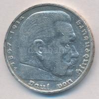 Német Harmadik Birodalom 1936F 5M Ag "Hindenburg" T:2,2- ph.
German Third Reich 1936F 5 M...