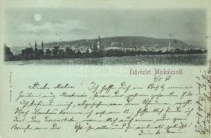 1898 Miskolc, látkép, templomok. Ferenczi B. kiadása (EK)