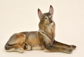 Drasche porcelán kutya, kézzel festett, jelzett, hibátlan, 20x11 cm
