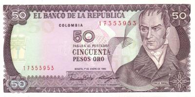 Kolumbia 1986.1.1. 50P + 1991.1.1 100P T:I