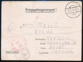 1942 Hadifogoly levél Szerbiába