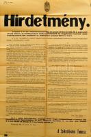 1916 Lisztbeszolgáltatási rendeletet közzétevő hirdetmény 60x90cm