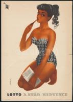 1959 Sinka Mátyás (1921 -): Lotto a nyár kedvence, reklám villamosplakát, 24x17 cm
