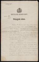 1907 Kassa, a Widder Mór és Uray Miklós Iskolai és Jutalomdíj Alapítvány alapító levele 6p. + az ala...