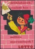 cca 1960 Macskássy János (1910-1993): Lottó reklám kisplakát, 21x15,5 cm