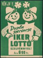 cca 1960 Iker Lottó szelvény, Lottó reklám villamosplakát, 23x16,5 cm