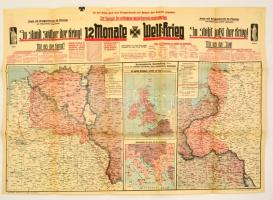 cca 1915 I. világháborús frontok térképe jó állapotban / WW: I. fields map. 75x48 cm