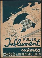 cca 1930 Puljer Influment cukorka reklám plakát, Kincs Lito., 33x23 cm