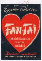 1935 Egyetlen csókot sem Fan-Tai leheletillatosító cukorka nélkül! - reklámplakát, szign. Káldor, rögzítésre szánt kis lyukakkal, 24x17 cm