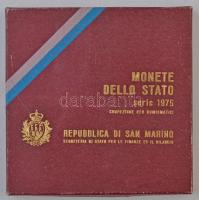 San Marino 1975. 1L-500L (8xklf) forgalmi sor, dísztokban, tanúsítvánnyal, közte 1975. 500L Ag "...