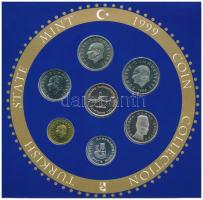Törökország 1999. 10L-100.000L (6xklf) forgalmi sor karton díszcsomagolásban + 1999. Darphane Parasi Mint Ag emlékérem (22mm) T:1 Turkey 1999. 10 Lire - 100.000 Lire (6xdiff) coin set in cardboard case + 1999. Darphane Parasi Mint Ag commemorative medal (22mm) C:UNC
