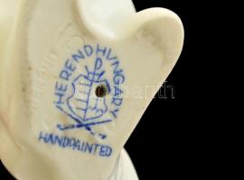 Herendi nyúl, kézzel festett, jelzett, kis kopásokkal, m: 10,5 cm