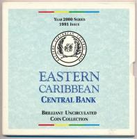 Kelet-Karibi Államok 1991. 1c-1$ (6xklf) forgalmi sor karton díszcsomagolásban T:BU Eastern Caribbean States 1991. 1 Cent - 1 Dollar (6xdiff) coin set in cardboard case C:BU