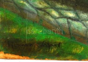 Herman jelzéssel: Mediterrán hangulat. Olaj, farost, foltos, 67×47 cm