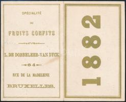1882 Kártyanaptár gyümölcsüzlet reklámjával
