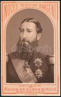 II. Lipót belga királyt ábrázoló litografált reklám címke / Litho advertising of Leopold II. of Belgium. 7x11 cm